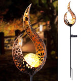 Solar LED Garden Lights Solid Flame Iron Outdoor Lamp